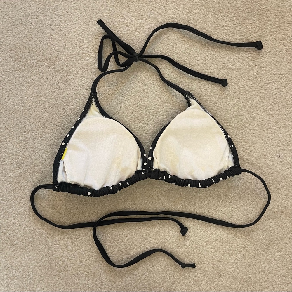 Triangle String Bikini Top Black White Polka Dots… - image 3